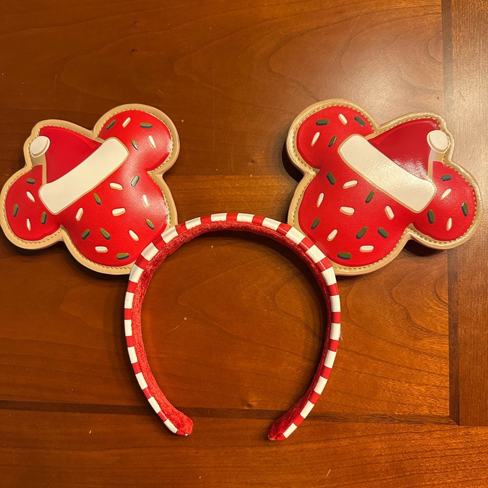 Disney Red and White Holiday Mickey Ears Headband
